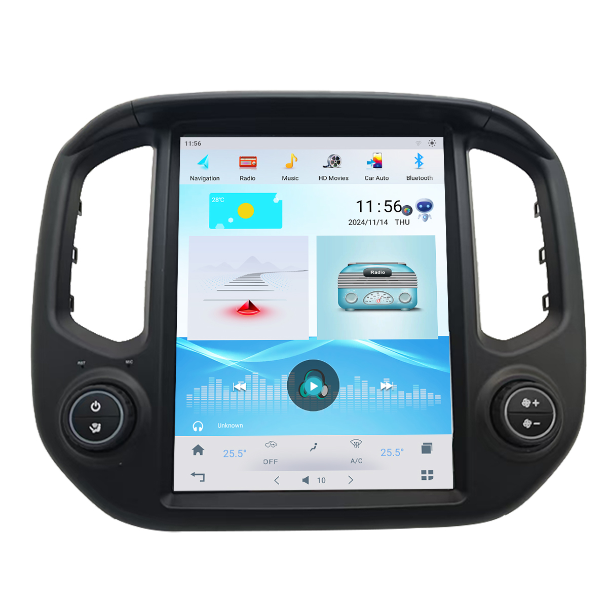 CUSP Chevrolet Colorado/GMC Canyon 2015-2018 Manual A/C 12.1 Inch HD IPS Screen Android Car Stereo Radio GPS Navigation Multimedia Player Tablet Tesla Style Vertical Screen with Car Play Android Auto