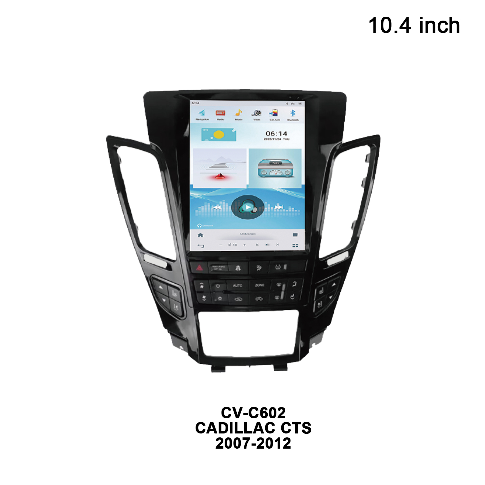 CUSP Cadillac CTS 2007-2012 10.4 Inch HD IPS Screen Android Car Stereo Radio GPS Navigation Multimedia Player Tablet Tesla Style Vertical Screen with Car Play and Android Auto, Bluetooth,FM,AM, RDS